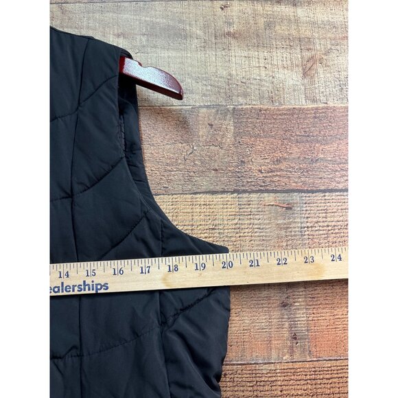Crown & Ivy Petite Quilted Puffer Vest Black Gold Button Closure PL - Picture 5 of 7